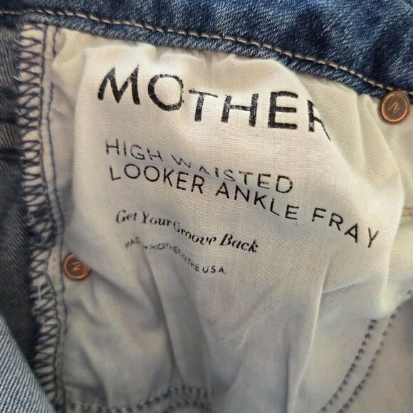 Mother High Waisted Looker Ankle Fray Jeans Size 24 Get Your Groove Back Blue - Picture 11 of 11